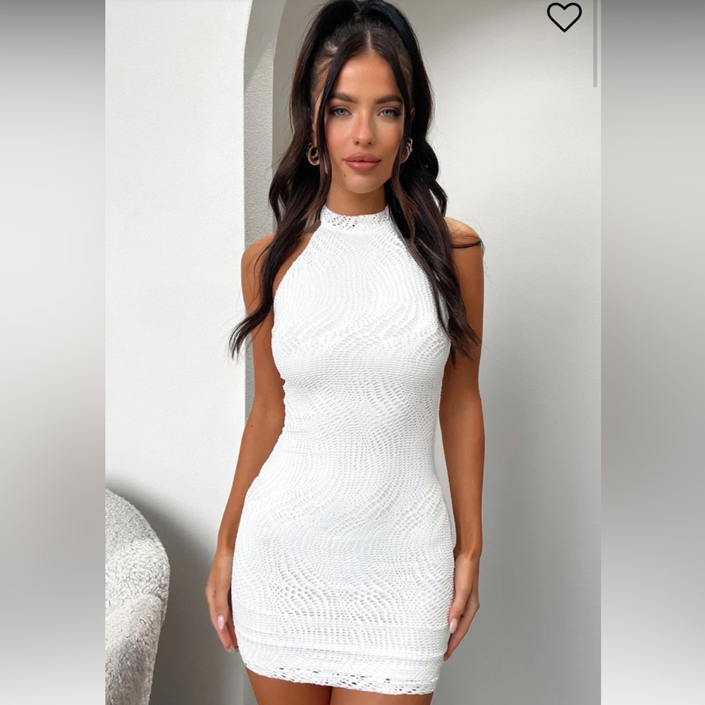 White Halter Mini Dress